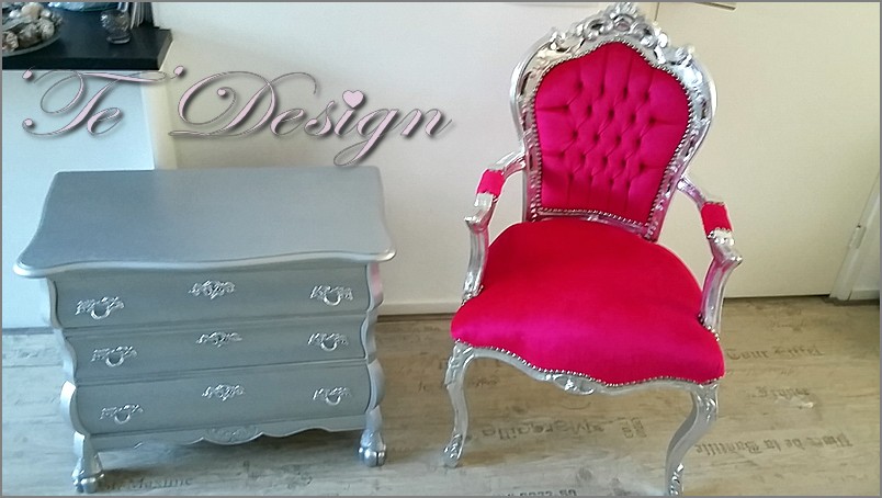Familielid glas Verschrikking fuchsia roze barok stoel met zilveren buikkast | TEDESIGN BAROK MEUBELEN
